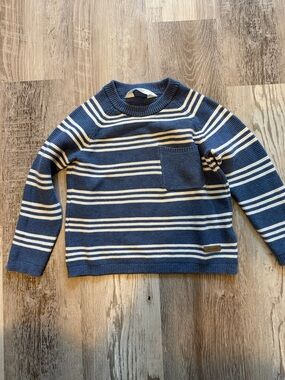 H&M Navy and White Kids Striped Crewneck Sweater with Pocket